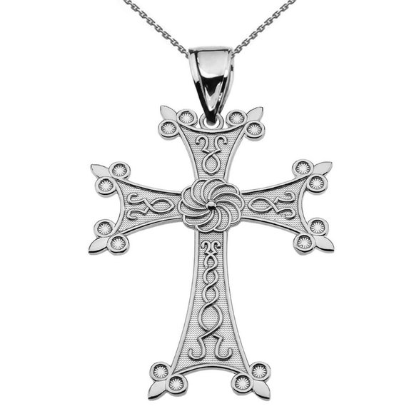 Silver Eternity Khachkar Armenian Cross Necklace - Picture 1 of 3